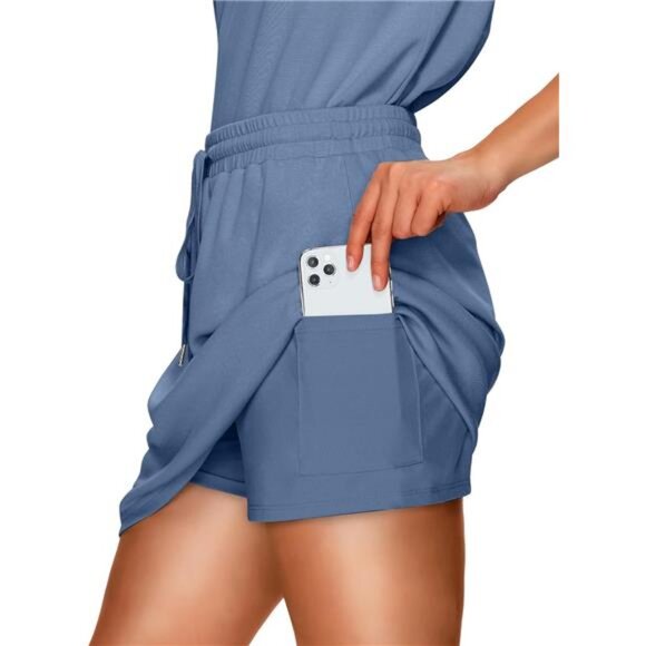 WIHOLL Two Piece Skirt Sets for Women Summer Vacation Outfits Tennis Skirt Crew - Picture 3 of 6